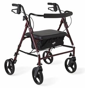 Medline MDS86800XWS Heavy Duty Bariatric Mobility Rollator with 8'' Deluxe