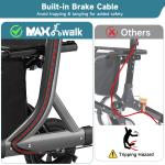 MAXWALK All-Terrain Rollator Walker Non-Pneumatic Tire 8inch Front Rubber Wheels