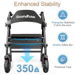 Rollator Walkers with Seat for Seniors, Foldable 8" Big Wheels All Terrain Rolling Walker, Handles and Ergonomic Seat Height Adjustable, 350 lb
