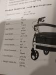 NOS Comodità Spazio Extra Wide Heavy-Duty Rollator Walker, 18" Wide Seat, 440lbs