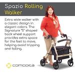 Comodità Spazio Extra Wide Heavy-Duty Rollator Walker with Seat, Wheeled Rolling Walker for Adults and Seniors, 19" Wide Nylon Seat, 4 Wheel, with Cup Holder and Cane Holder, Metallic Graphite