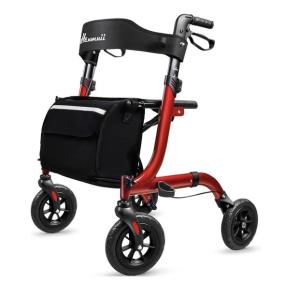 Henmnii Rollator Walker w/Wide Seat  Backrest All-Terrain Non-Slip Wheels 300lbs