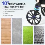 Flyingjoy 2-in-1 Heavy Duty Rollator Walker with 10" Front & 8" Rear Airless Tires, Foldable Transport Wheelchair for Seniors, Supports Up to 300 lbs, Adjustable Height, Safety Features, Easy Storage