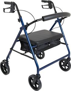 Probasics Heavy Duty Aluminum Bariatric Rollator with 8-inch Wheels, 400 Pound Weight Capacity, Blue