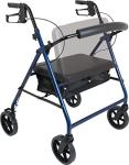 Probasics Heavy Duty Aluminum Bariatric Rollator with 8-inch Wheels, 400 Pound Weight Capacity, Blue