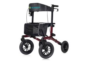 ELENKER All-Terrain Rollator Walker Non-Pneumatic Tire and 12'' Front Wheels Red