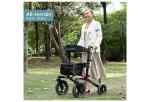 ELENKER All-Terrain Rollator Walker Non-Pneumatic Tire and 12'' Front Wheels Red