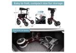ELENKER All-Terrain Rollator Walker Non-Pneumatic Tire and 12'' Front Wheels Red