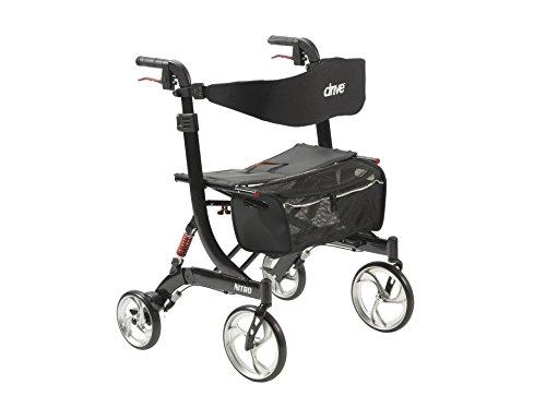 Drive Medical 10266HD Nitro Euro Style Walker Rollator, Heavy Duty, Black