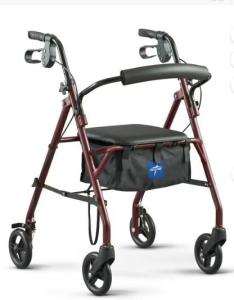 Aluminum Heavy-Duty Rollator Walkers for Seniors with Seat, 350 lbs, with Brakes
