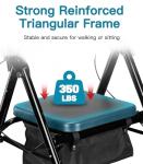Farani All Terrain Rollator Walker - 10" Non-Pneumatic Tires, Cushion Seat & Padded Backrest, Ergonomic Dual Height Adjustable Handles, Foldable Aluminum Walker for Seniors, Black