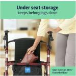 Aluminum Heavy-Duty Rollator Walkers for Seniors with Seat, 350 lbs, with Brakes