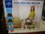 Aluminum Heavy-Duty Rollator Walkers for Seniors with Seat, 350 lbs, with Brakes