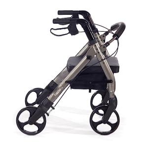 Comodità Piccola (Petite) Heavy Duty Rollator Walker with Seat, Wheeled Rolling Walker for Adults and Seniors up to 5’4” Tall, 15" Wide Seat and 4 Wheel, with Cup and Cane Holder, Metallic Graphite