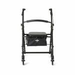 Folding Rollator Walker 4 Wheels Heavy Duty Steel Frame Padded Seat Storage Bag