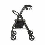 Folding Rollator Walker 4 Wheels Heavy Duty Steel Frame Padded Seat Storage Bag