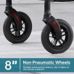 ELENKER All-Terrain Rollator Walker with 8” Non-Pneumatic Wheels, Sponge Padded Seat and Backrest, Fully Adjustment Frame for Seniors, Champagne