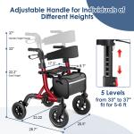 MAXWALK Portable All Terrain Foldable Outdoor Walker 10" Wheels 300lb Senior USA