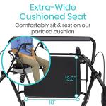 Vive Bariatric Rollator Walker for Seniors - 500 lbs Capacity - Rolling Walker with Seat Lightweight Easy Folding - Mobility Aids & Equipment - Adult Heavy Duty 4 Wheel Rollator with Brakes (Black)