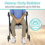 Vive Bariatric Rollator Walker for Seniors - 500 lbs Capacity - Rolling Walker with Seat Lightweight Easy Folding - Mobility Aids & Equipment - Adult Heavy Duty 4 Wheel Rollator with Brakes (Black)