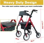 Heavy Duty Rollator Walker for Seniors- Super Easy Folding Bariatric Wal