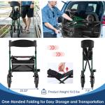 All-Terrain Rollator Walker with 10” Rubber Wheels, Padded Seat & Backrest 300lb