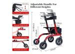 Henmnii Rollator Walker w/Wide Seat  Backrest All-Terrain Non-Slip Wheels 300lbs