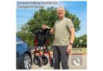 Henmnii Rollator Walker w/Wide Seat  Backrest All-Terrain Non-Slip Wheels 300lbs