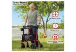 Henmnii Rollator Walker w/Wide Seat  Backrest All-Terrain Non-Slip Wheels 300lbs