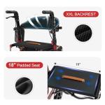 Rollator Walkers for Seniors with Seat, Foldable Walkers for Seniors, 8" All-Terrain Wheels, 18" Big Seat, 6-Level Adjustable Height Rolling Walker, 350 lb, Walker for Seniors & Adults (Burgundy)