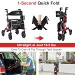Rollator Walkers for Seniors with Seat, Foldable Walkers for Seniors, 8" All-Terrain Wheels, 18" Big Seat, 6-Level Adjustable Height Rolling Walker, 350 lb, Walker for Seniors & Adults (Burgundy)