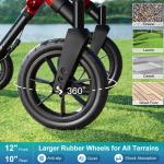 12"+10" Rubber Wheels All-Terrain Rollator Walker w/Seat Folding Adjustable