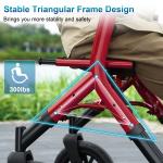 12"+10" Rubber Wheels All-Terrain Rollator Walker w/Seat Folding Adjustable