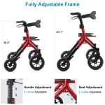 12"+10" Rubber Wheels All-Terrain Rollator Walker w/Seat Folding Adjustable