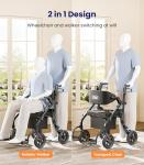 VOCIC Walkers for Seniors Z59, 2 in 1 Walker Wheelchair Combo, 400 LBS Weight Capacity, 10" All Terrain Rollator with Extra Wide Seat & Backrest, Heavy Duty Rollator with Cup Holder，FSA HSA Eligible