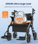 VOCIC Walkers for Seniors Z59, 2 in 1 Walker Wheelchair Combo, 400 LBS Weight Capacity, 10" All Terrain Rollator with Extra Wide Seat & Backrest, Heavy Duty Rollator with Cup Holder，FSA HSA Eligible