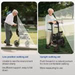 Lightweight Upright Rollator Walker All-Terrain Foldable with seat and Adjustable Height backrest, 300 lbs Capacity, 10" Front & 8" Rear Wheels for Seniors, Adults, bariatric, Includes Cane Holders
