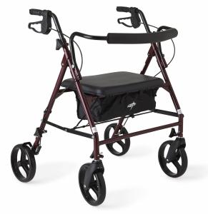 Burgundy Heavy Duty Bariatric Rollator Walker with Wide Seat and Adjustable H...