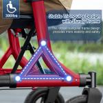 All-Terrain Rollator Walker 10" Rubber Wheels Foldable Walker w/ Padded Seat cup
