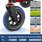 All-Terrain Rollator Walker 10" Rubber Wheels Foldable Walker w/ Padded Seat cup