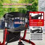 BigAlex Rollator Walker with Seat, Walker for Seniors with Wider Seat,Folding Rolling Walkers with 10" All-Terrain Wheels,Lightweight Aluminum Walkers Rollator with Backrest,Cup Holder,Red