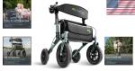 All Terrain Walker Rollator with 12" Pneumatic Tires - Lightweight & Adjustable