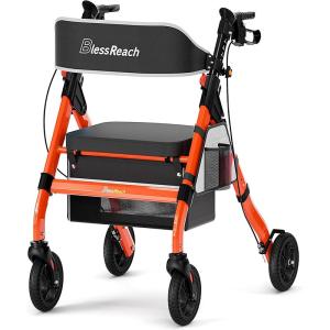 Heavy Duty Rollator Walker Adjustable Bariatric Walker for All Terrain 450LBS