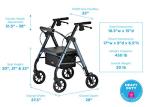 NOVA Star Heavy Duty Bariatric Rollator Walker with Extra Wide Padded Seat, 8" Wheels, Fold Lock Feature, Rolling Walker with Adjustable Seat Height & 450 lbs. Weight Capacity, Blue/Standard