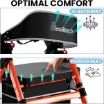 Heavy Duty Rollator Walker Adjustable Bariatric Walker for All Terrain 450LBS
