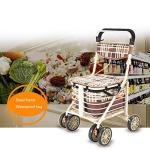 Heavy Duty Shopping Cart with Seat, 4 Wheels Medical Walking Aids Foldable, Drive Rollator Walker Lightweight Quality Aluminum Alloy Frame, Used for Seniors Walking, A