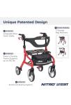New Drive Medical Nitro Sprint Hemi Rollator Walker Heavy Duty w/Seat Petite Red