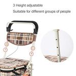Heavy Duty Shopping Cart with Seat, 4 Wheels Medical Walking Aids Foldable, Drive Rollator Walker Lightweight Quality Aluminum Alloy Frame, Used for Seniors Walking, A