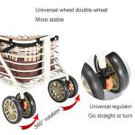 Heavy Duty Shopping Cart with Seat, 4 Wheels Medical Walking Aids Foldable, Drive Rollator Walker Lightweight Quality Aluminum Alloy Frame, Used for Seniors Walking, A