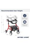 New Drive Medical Nitro Sprint Hemi Rollator Walker Heavy Duty w/Seat Petite Red